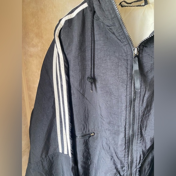 Vintage Adidas Black with White Embroidery Logos Unisex Style 90s 80s Zip Front - Picture 5 of 7